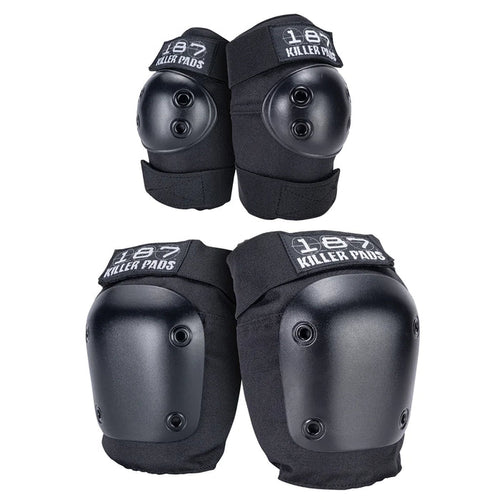 187 Killer Pads Combo Pack Knee & Elbow LG/XL Black Pads Set