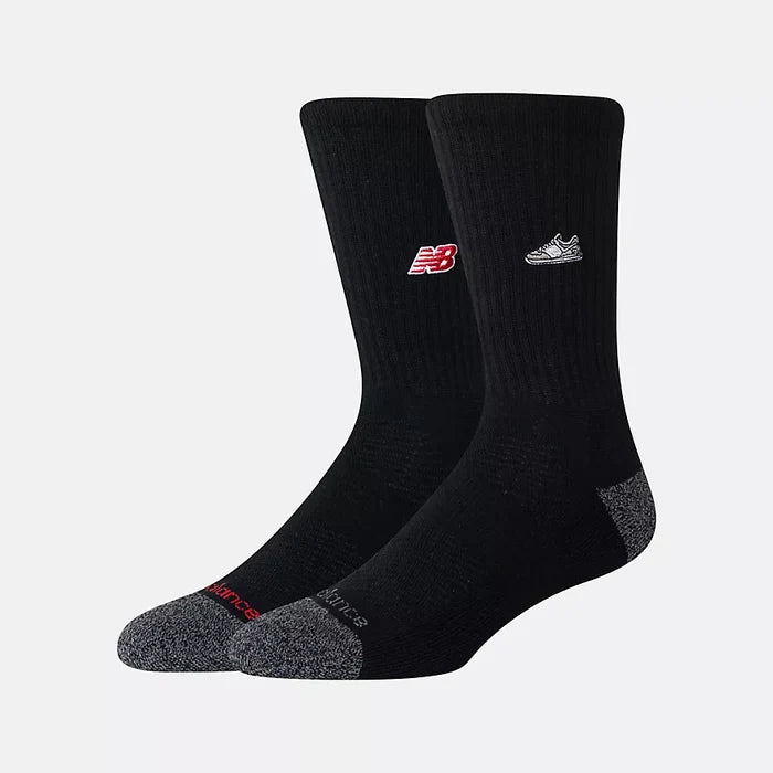 New Balance Active Premium Black Emb Shoe Logo 2 Pack Socks
