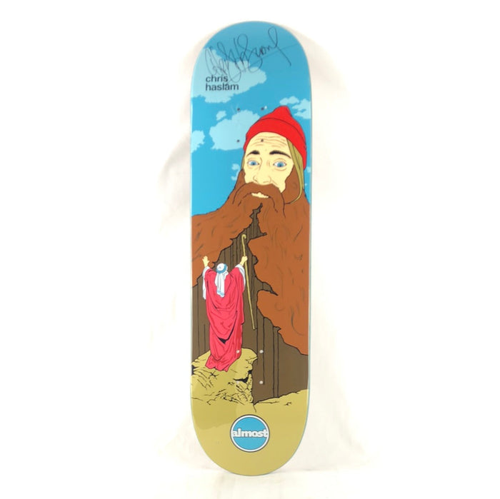 Almost Chris Haslam Signed Moses Graphic Blue Brown Size 8.25" Skateboard Deck
