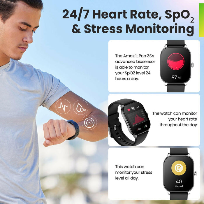 Amazfit Pop 3S Smart Watch - Black