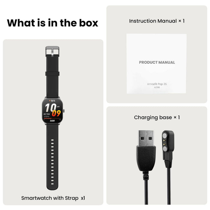 Amazfit Pop 3S Smart Watch - Black