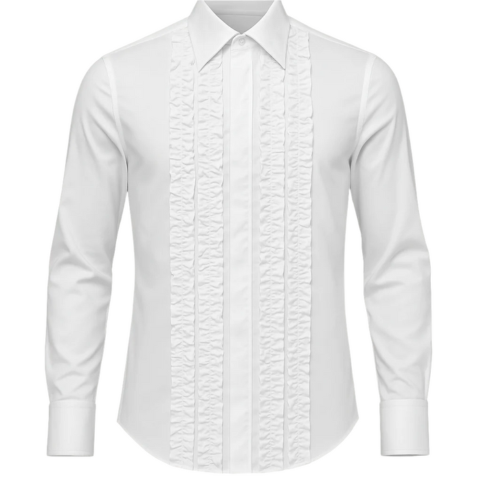 Angelino White Ruffle Button Up Shirt