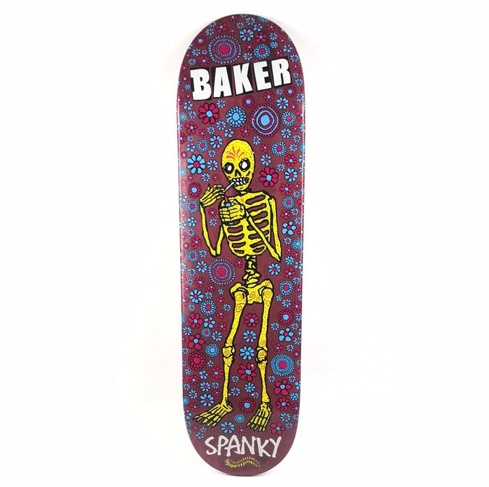 Baker Kevin 'Spanky' Long Smoking Skeleton Flowers Purple 8.4" Skateboard Deck