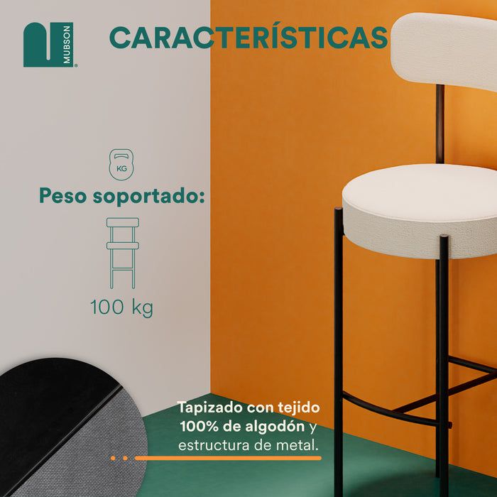 Bancos para Barra de Cocina. Set de 2 Bancos para Cocina Luma