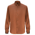 Barocco Luxe Satin Stretch Shirt MOCHA - Dudes Boutique
