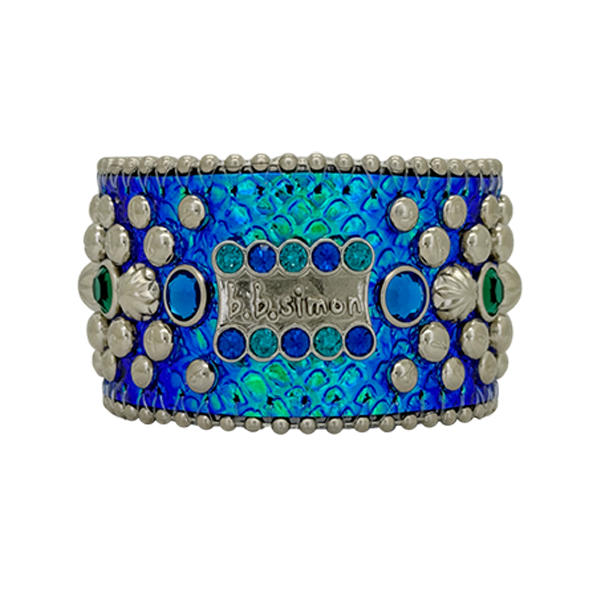 b.b. Simon Trojan Cuff Iridescent Blue Python Bracelet - Dudes Boutique