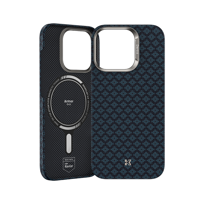 Benks ArmorGrid ArmorAir Case built with Kevlar® for iPhone 16 Pro Max - Azure Blue #pattern_azure-blue