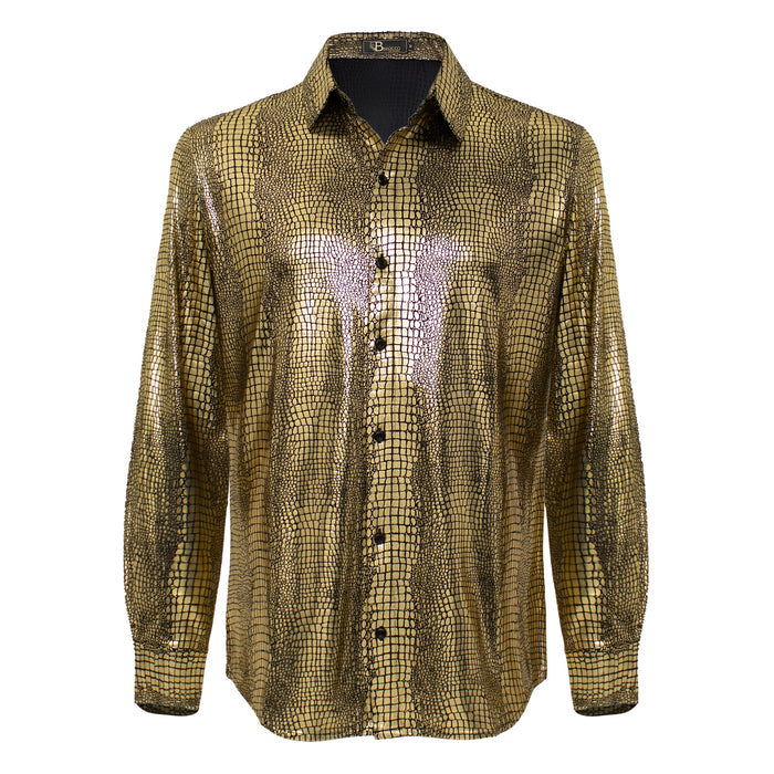 Bright Affluence Button-Up Shirt GOLD - Dudes Boutique