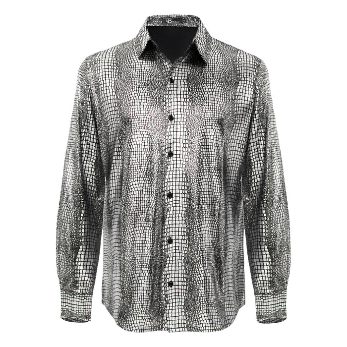Bright Affluence Button-Up Shirt SILVER - Dudes Boutique