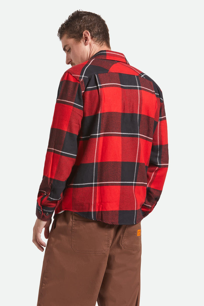 Brixton Bowery Black Adrenaline Rush Off White L/s Flannel Shirt