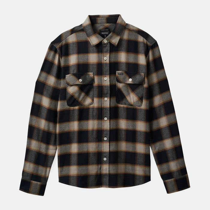 Brixton Bowery Black Cream L/s Flannel Shirt