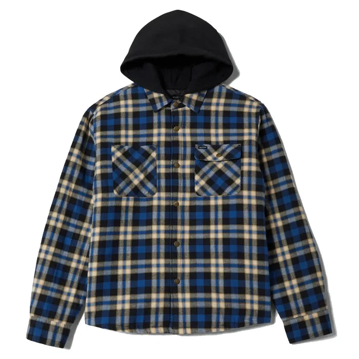 Brixton Bowery Quilted Navy Cream Hooded Jacket
