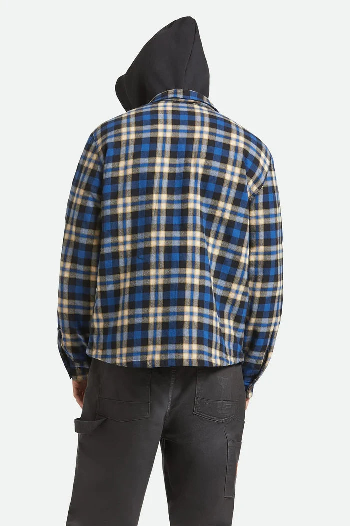 Brixton Bowery Quilted Navy Cream Hooded Jacket