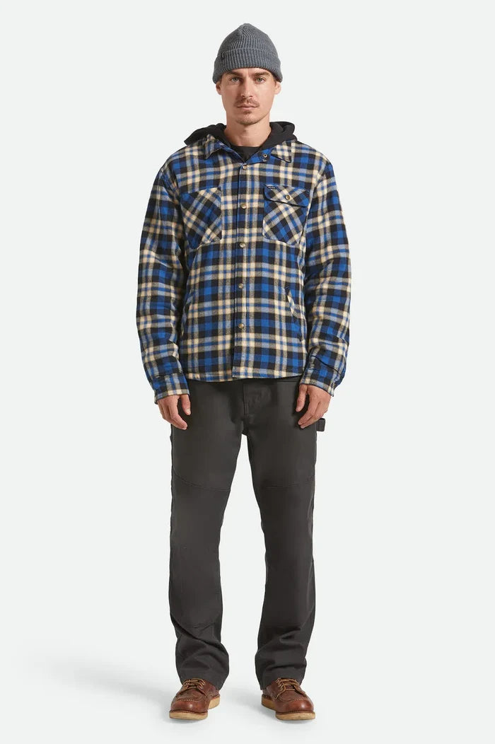 Brixton Bowery Quilted Navy Cream Hooded Jacket