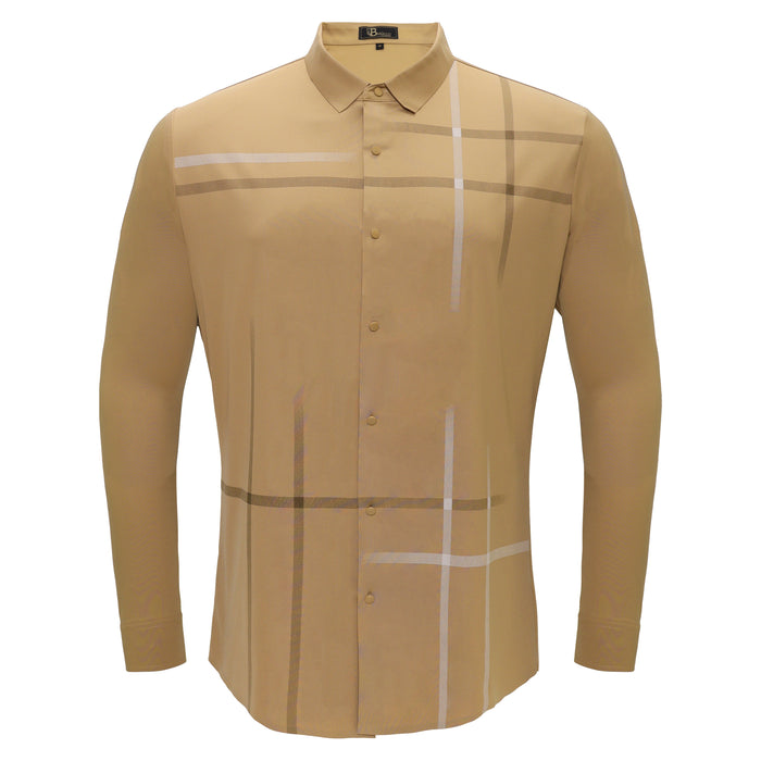 Checkmate Plaid Button-Up Shirt KHAKI - Dudes Boutique