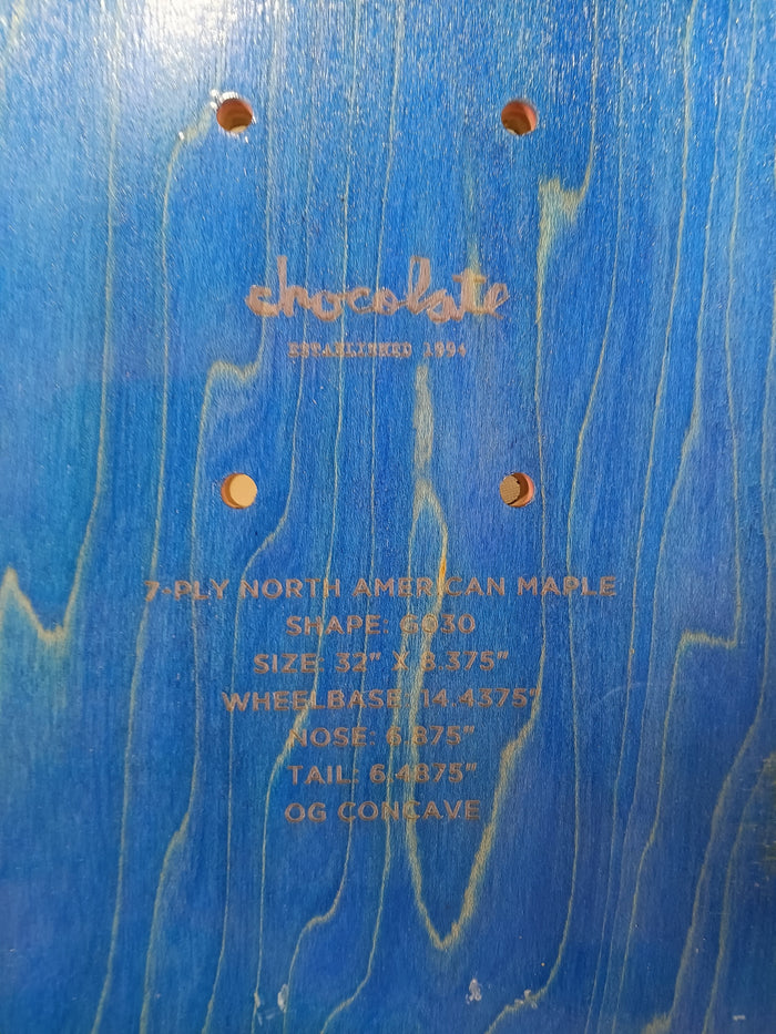 Chocolate Stevie Perez Blank Yellow Black Blue Raised Slick Font Size 8.375 Skateboard Deck