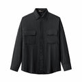 Crinkle Texture Shirt & Pant Set BLACK