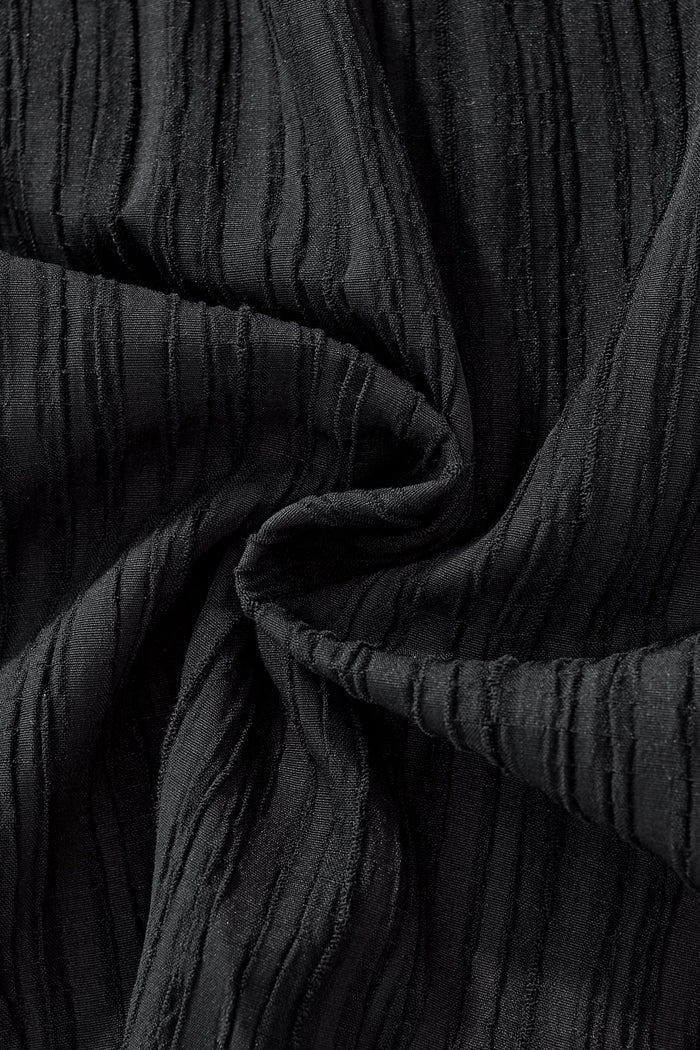 Crinkle Texture Shirt & Pant Set BLACK