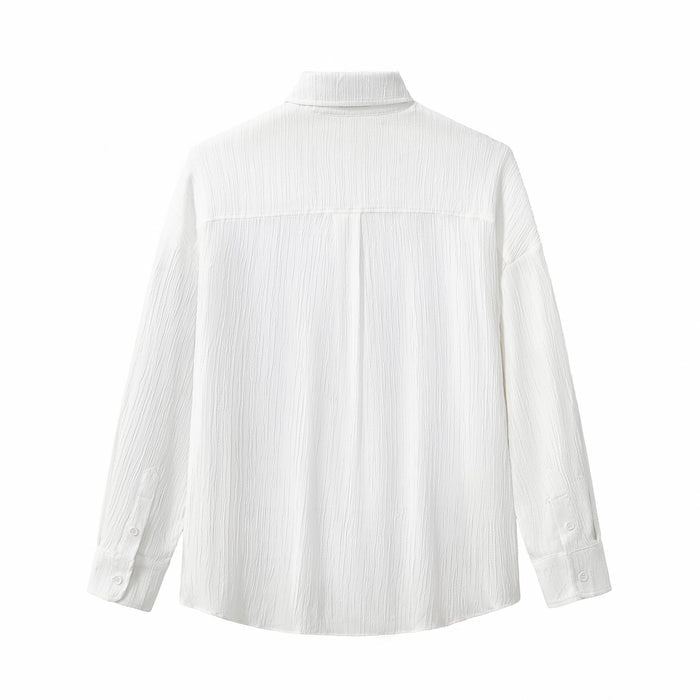 Crinkle Texture Shirt & Pant Set WHITE