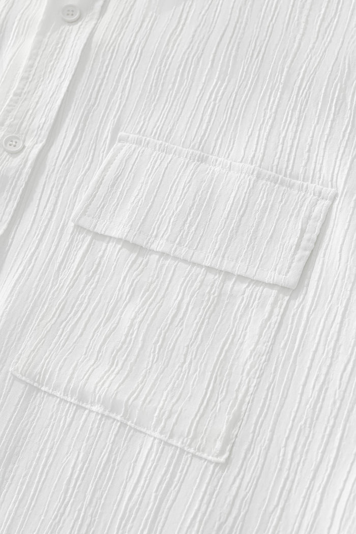 Crinkle Texture Shirt & Pant Set WHITE