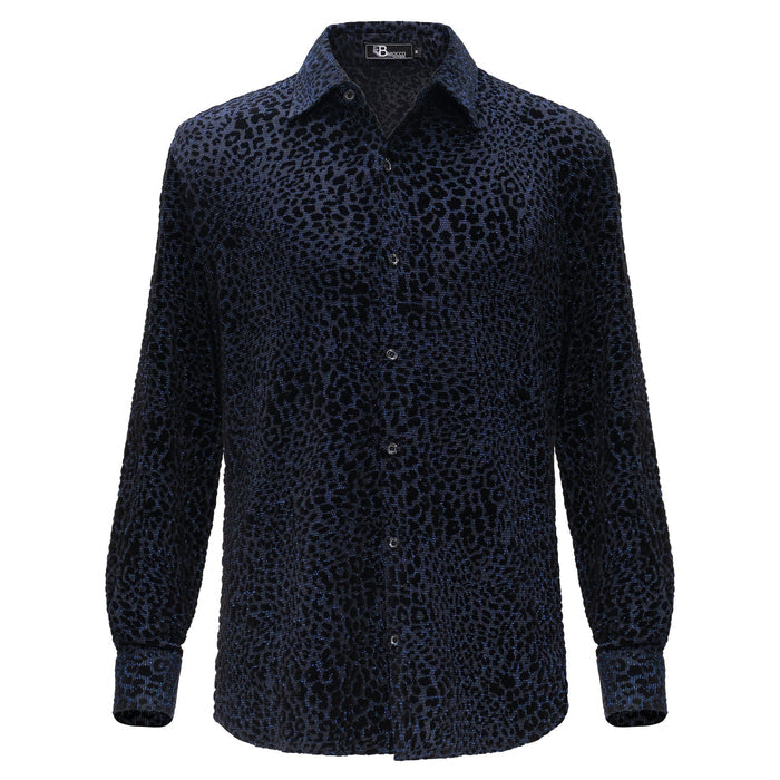 Dinner and Drinks Button-Up Shirt BLACK/BLUE - Dudes Boutique