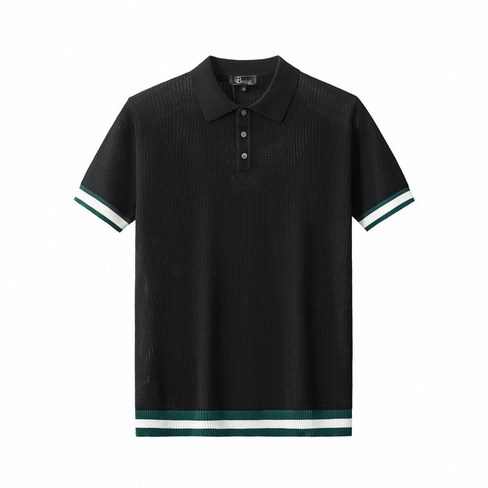 EdgeTrim Mesh Knit Polo BLACK