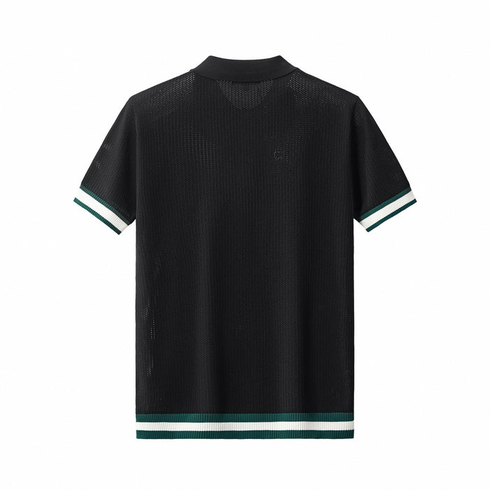 EdgeTrim Mesh Knit Polo BLACK
