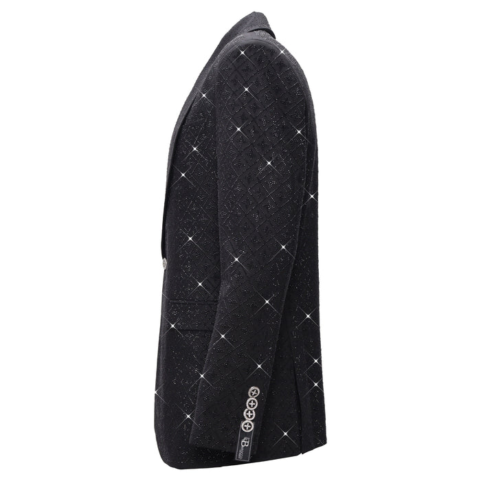 Elegant Black Blazer with Sparkling Embellishments BLACK/BLACK - Dudes Boutique