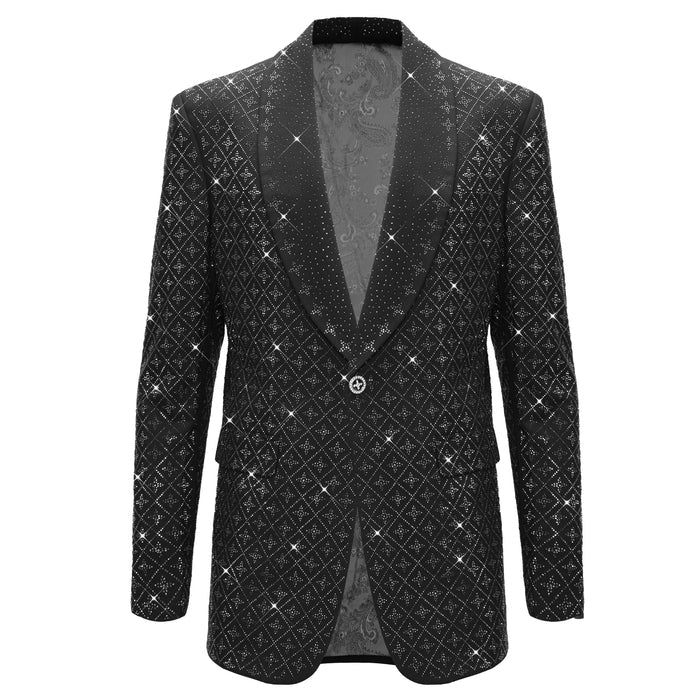 Elegant Blazer with Sparkling Embellishments BLACK/SILVER - Dudes Boutique