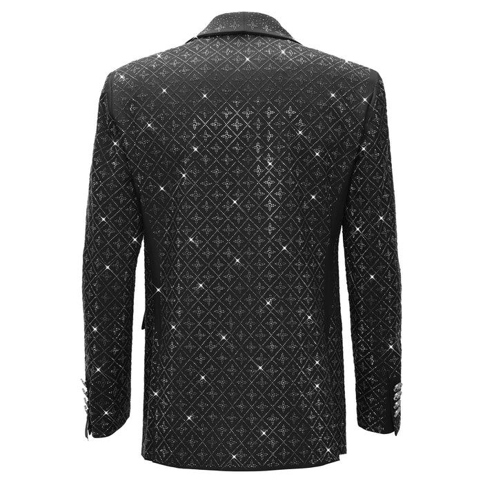 Elegant Blazer with Sparkling Embellishments BLACK/SILVER - Dudes Boutique