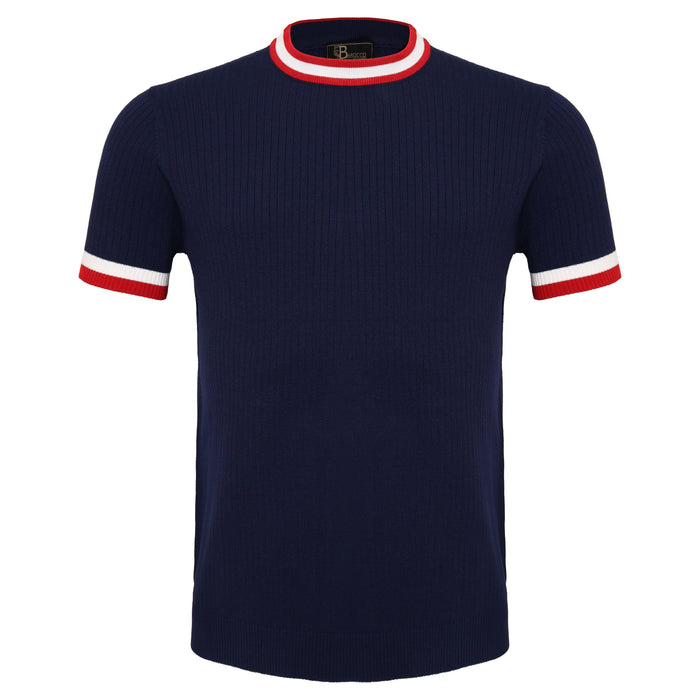 Elite Contrast Ribbed Knit Tee NAVY