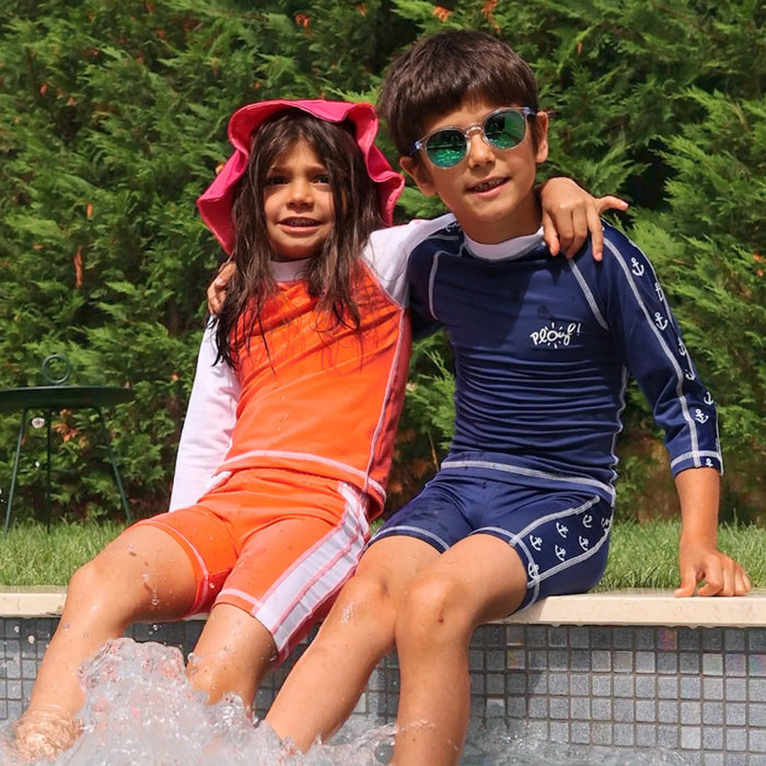 Ensemble enfant Anti-UV fille : Sunny Orange Fluo Plouf