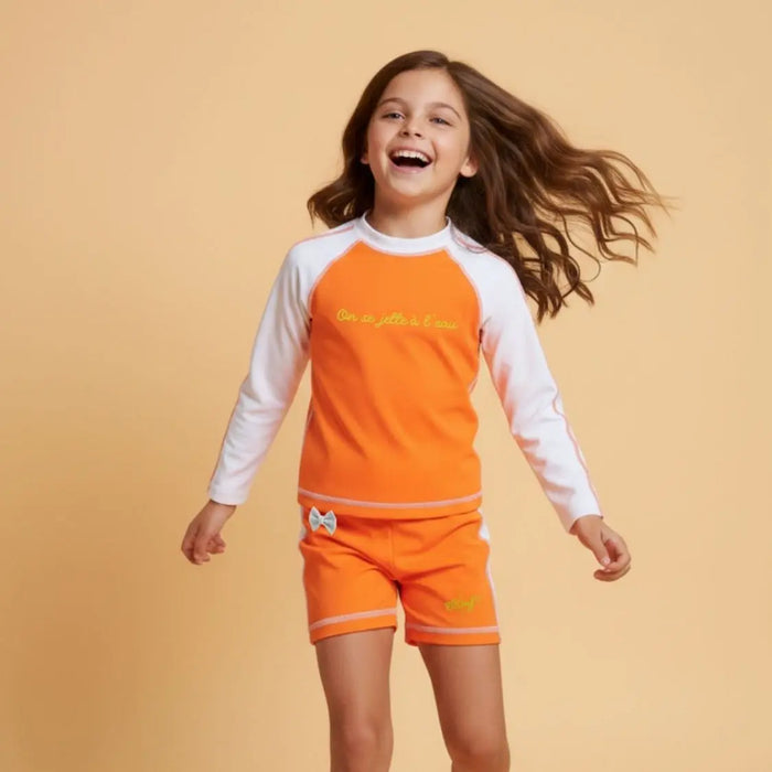 Ensemble enfant Anti-UV fille : Sunny Orange Fluo Plouf