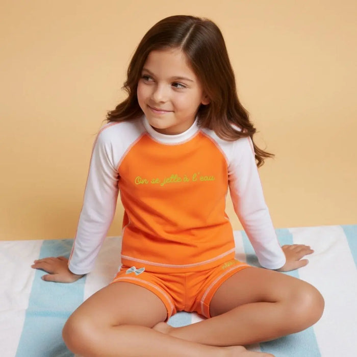 Ensemble enfant Anti-UV fille : Sunny Orange Fluo Plouf