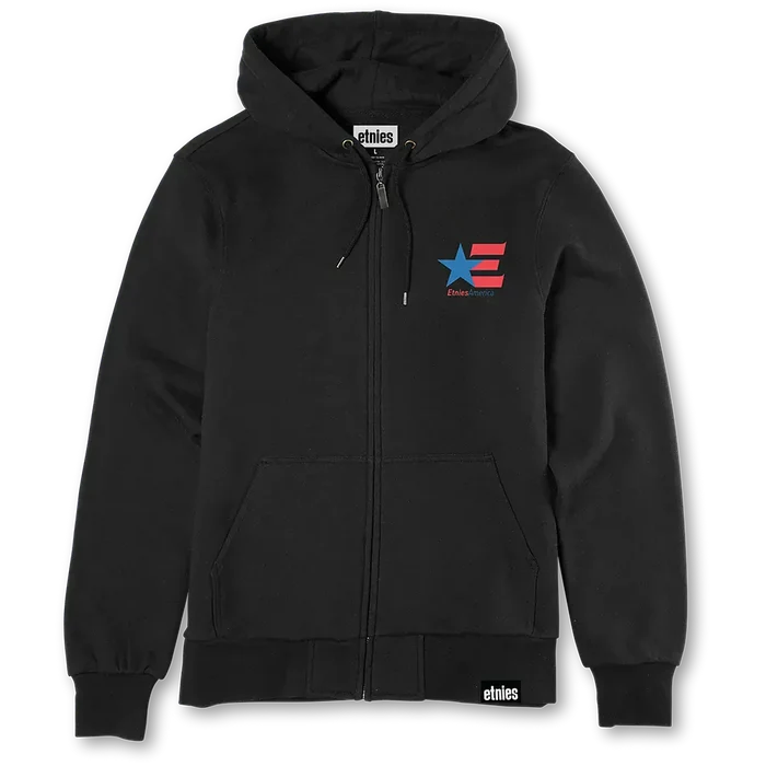 Etnies America Black Zip Up Hooded Sweatshirt
