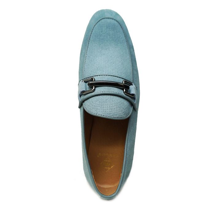 Faranzi Men's Powder Blue Suede Bit Loafers