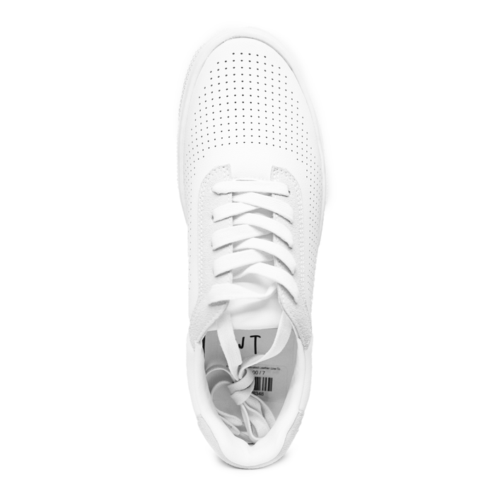 Faranzi White Perforated Leather Low-Top Sneakers