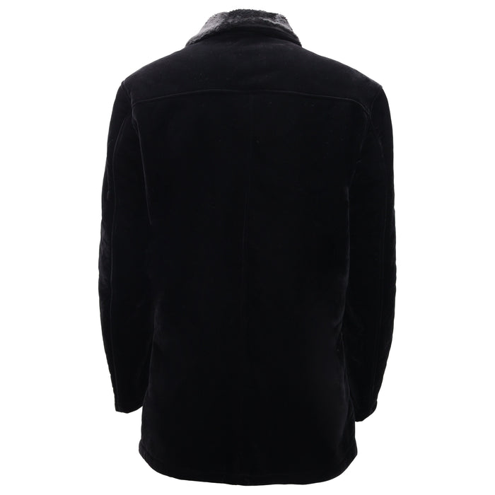 Faux Fur Collar Velvet Jacket BLACK