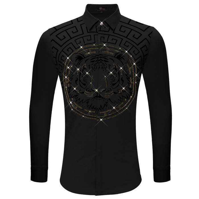 Fierce Frenzy Button-Up Shirt BLACK - Dudes Boutique
