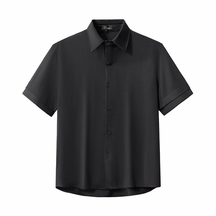 Flow Set – Textured Short Sleeve Shirt & Pant BLACK