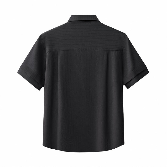 Flow Set – Textured Short Sleeve Shirt & Pant BLACK