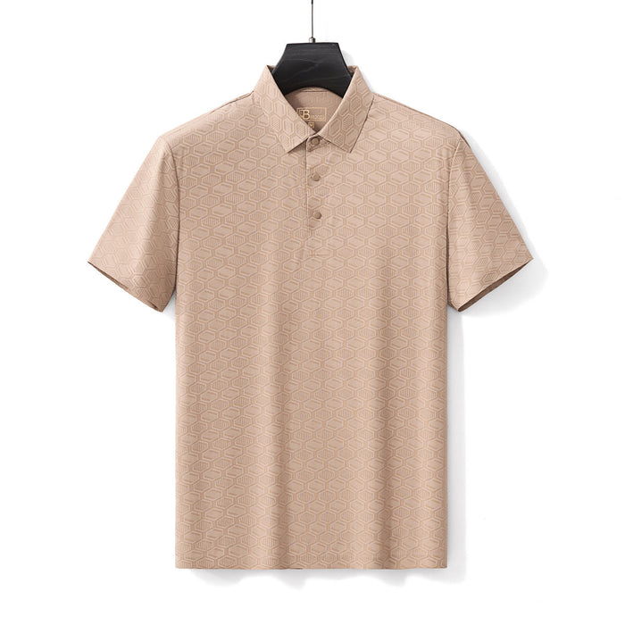 Geo Texture Stitchless Men's Polo Khaki