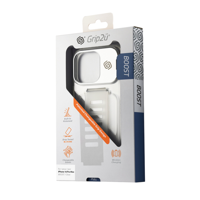 Grip2U BOOST Kickstand Clear Case for iPhone 16 Pro Max
