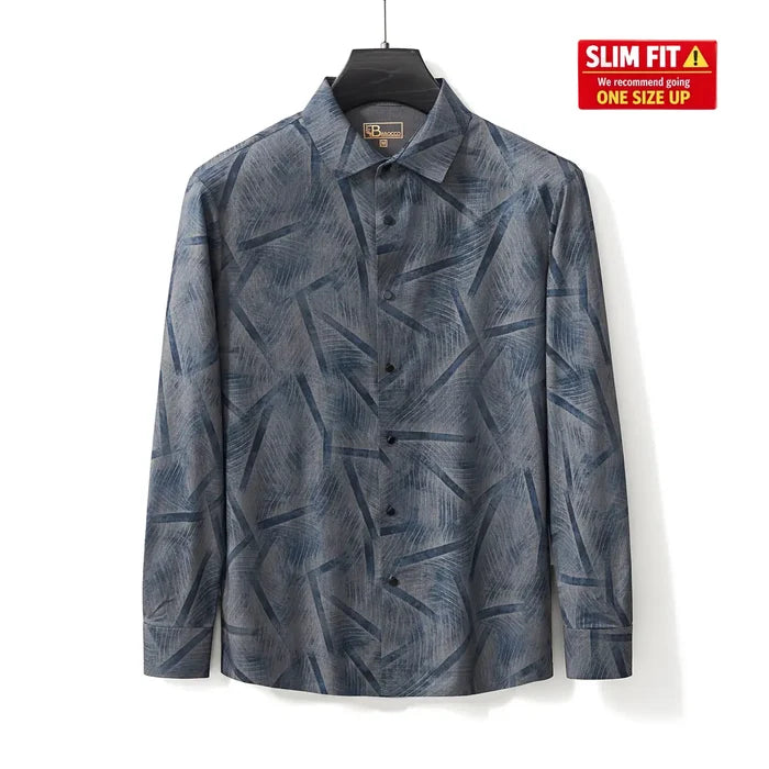 Inkstroke Geo Stitchless Shirt NAVY