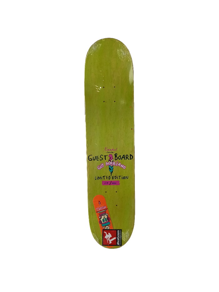 Krooked Guy Mariano Guest Board Orange Multi Color Size 7.625" Vintage NOS Deck