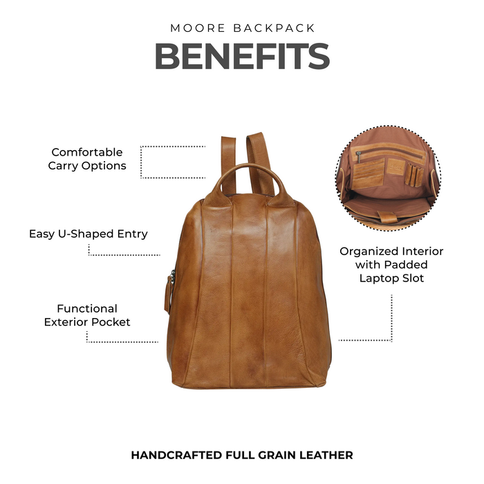 Latico Leathers Cognac Moore Leather Backpack