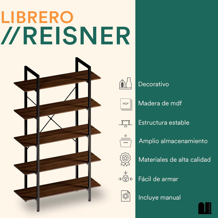Librero Organizador con 5 Repisas. Estante Reisner