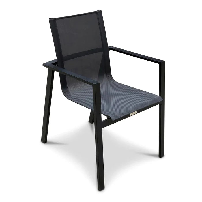 Lift Aluminum Dining Arm Chair#Finish_Black
