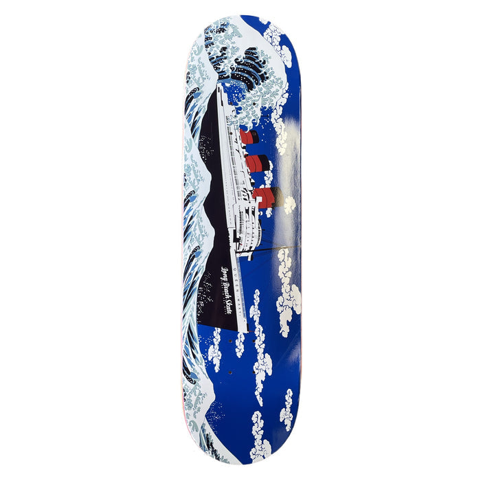Long Beach Skate Co Blue Japanese Wave Queen Mary Skateboard Deck