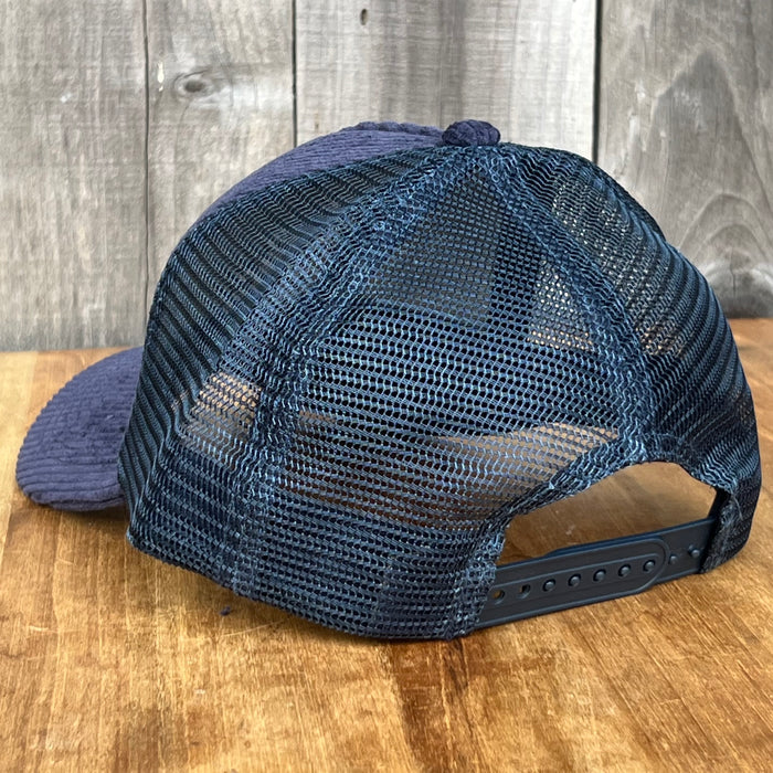 Long Beach Skate LBS Long Side Corduroy Trucker Navy Snapback Hat